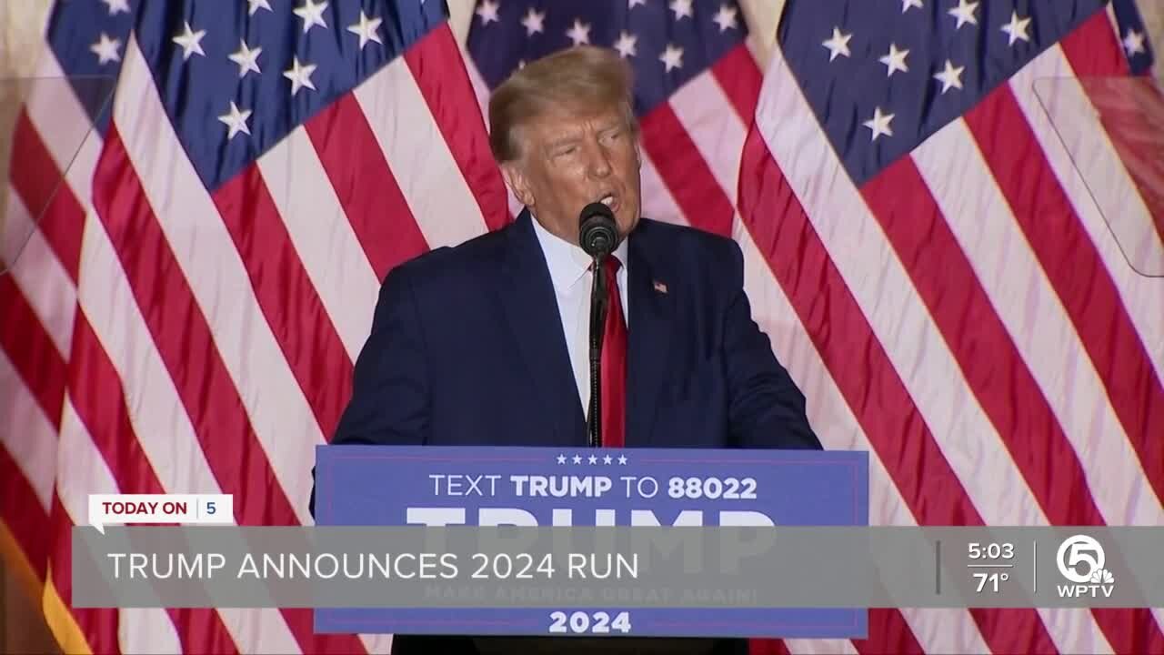 Former President Donald Trump officially declares 2024 presidential candidacy