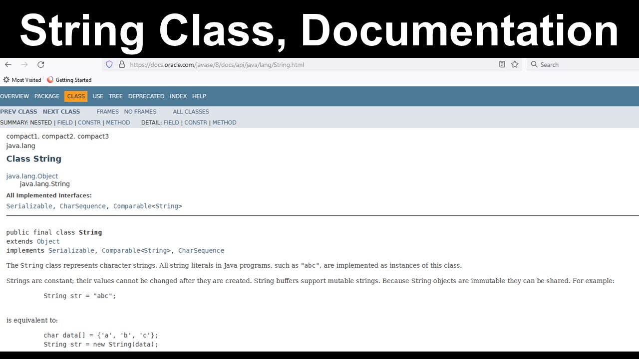 Java Documentation, String Class - AP Computer Science A