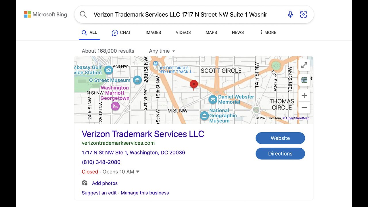 Verizon Trademark Services LLC Washington, DC USA Bing Business Bing Search Results May 25, 2023