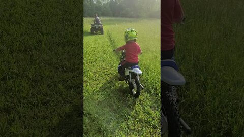 Super proud dad moment...first time by himself on his Yamaha PW50!