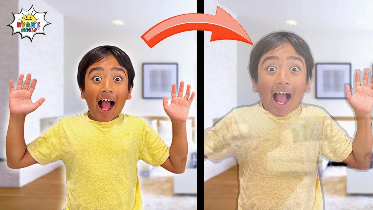 Ryan turns invisible and plays tricks pretend play!