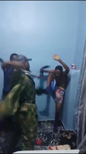 The act terrorist untrained Soldiers of @HQNigerianArmy torturing this civilian yesterday in Rivers