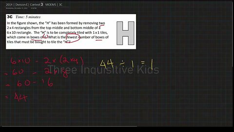 Math Olympiad for Elementary | 2014 | Division E | Contest 3 | MOEMS | 3C