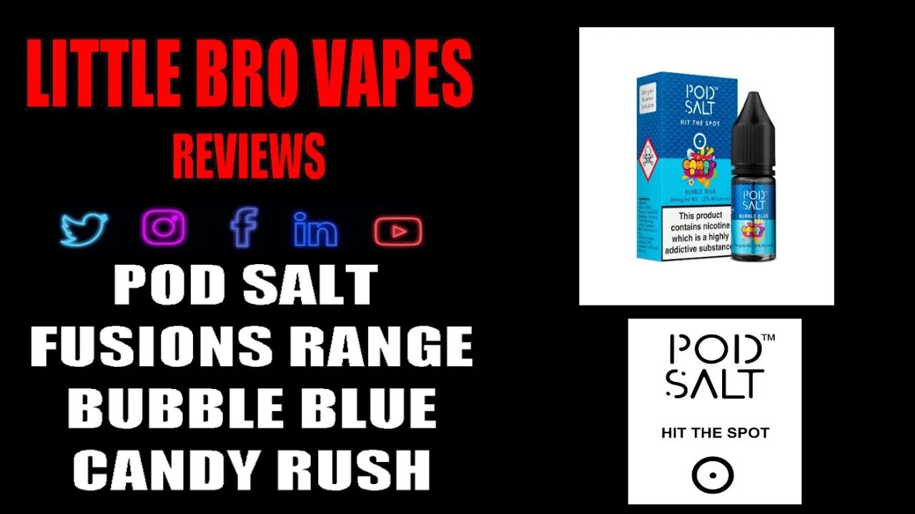 POD SALT FUSION RANGE CANDY RUSH BUBBLE BLUE E-LIQUID