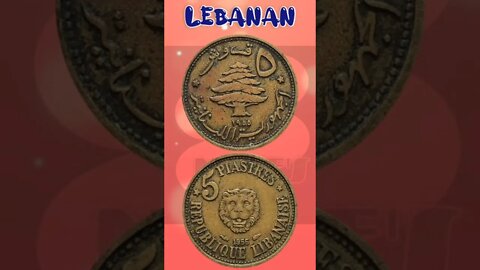 Lebanan 5 Piastres 1955.#shorts #education #coinnotesz