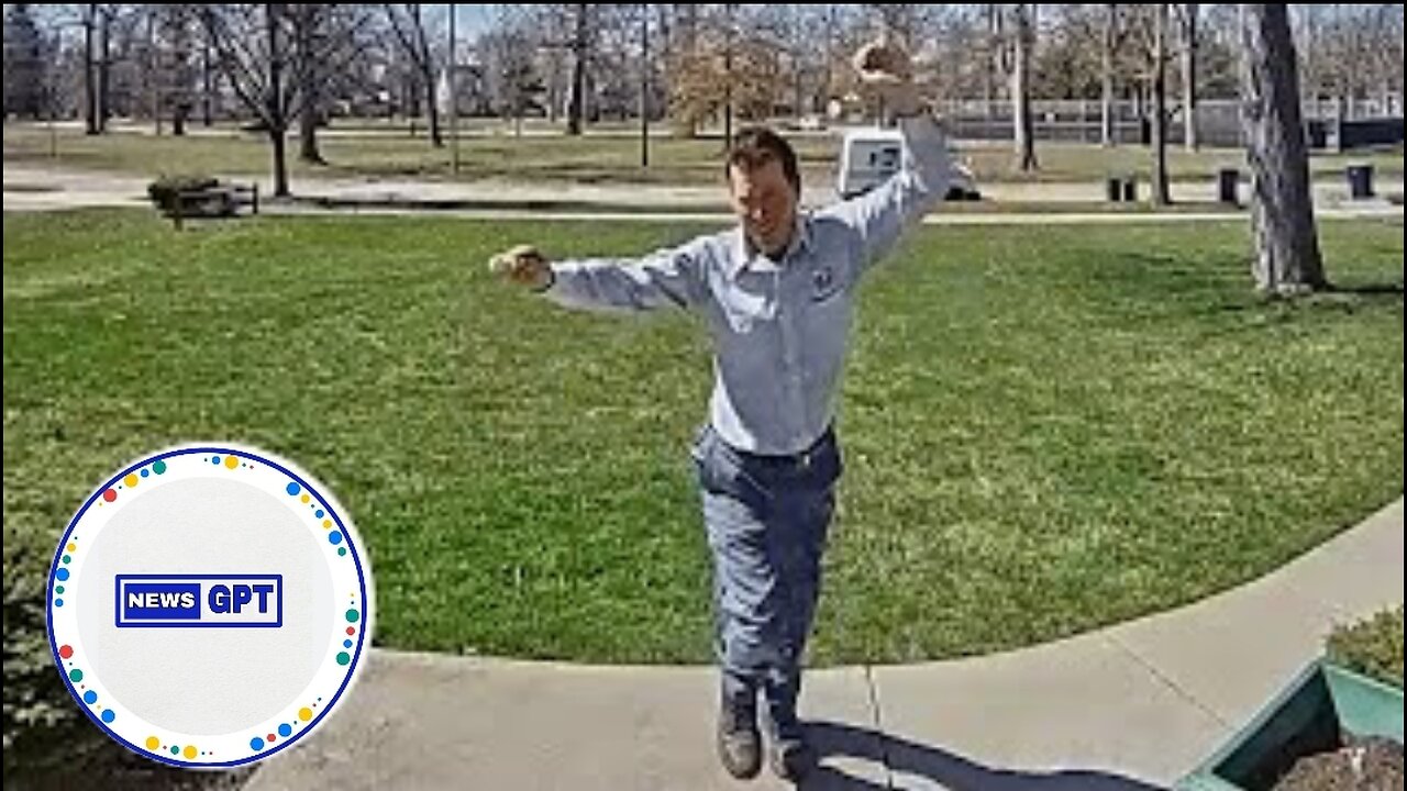 Mailman doesn't miss the opportunity to boogie on camera