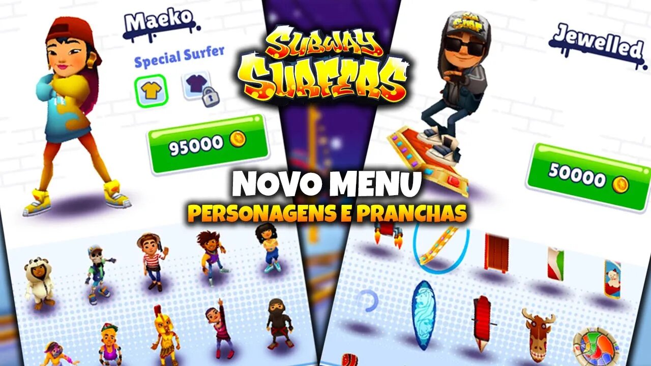 Novo Menu de Personagem e Pranchas do Subway Surfers em Gameplay