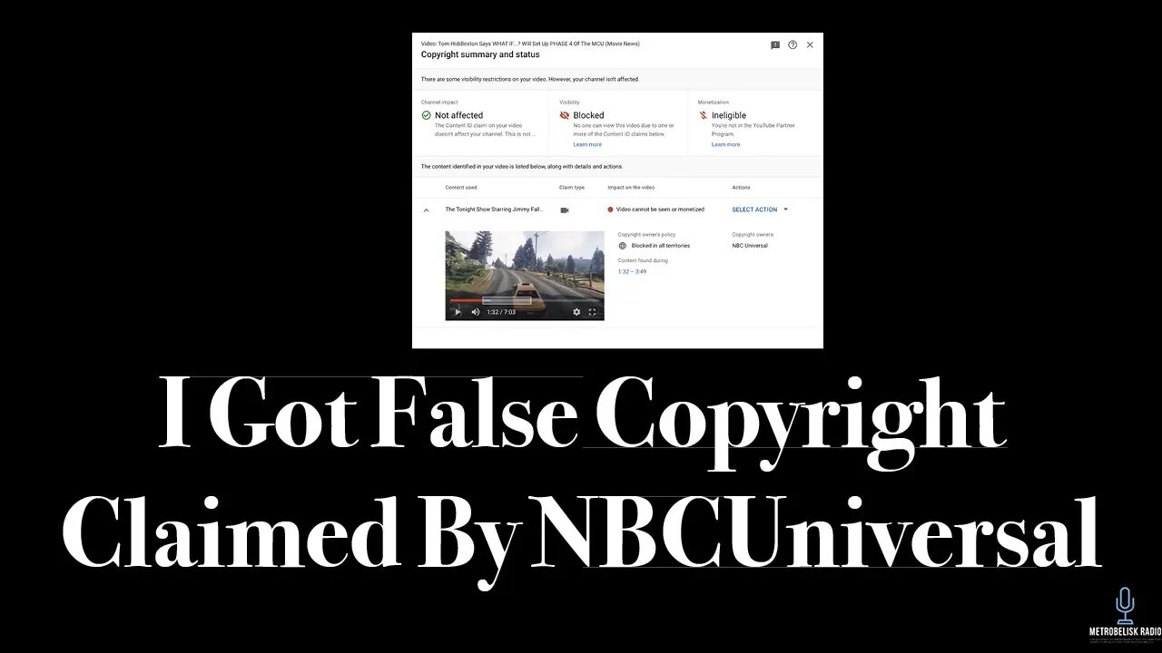 I Got FALSE COPYRIGHT CLAIMED By NBCUniversal