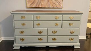 Furniture Flipping Painting a Thrift Store Dresser Boothbay Gray