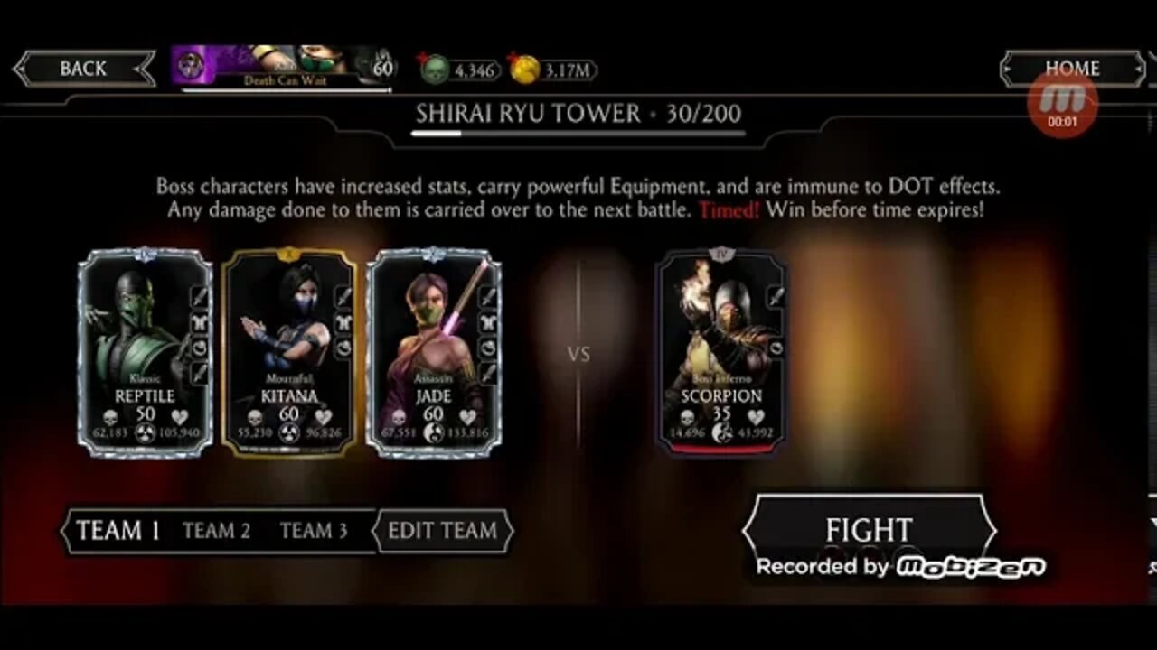 Shirai Ryu normal tower lvl 30 boss / MKXI mobile