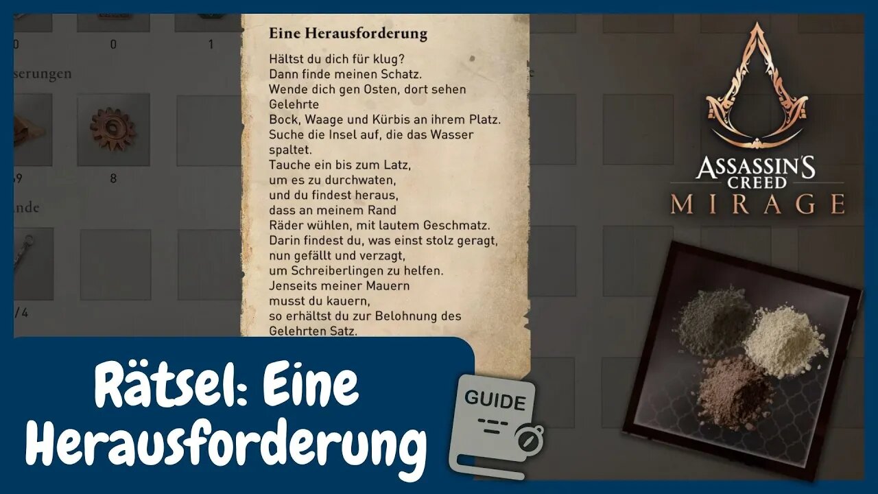 Rätsel: Eine Herausforderung für Monturenfarbe | AC Mirage Guide