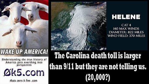 The Carolina death toll is larger than 9/11 but they are not telling us. (20,000?)