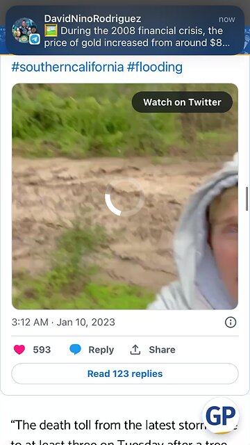 Elen deGeneres showing flooding outside her house