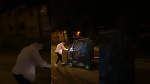 Lads Take The Mick Out Of Old Lady In Covered Cart