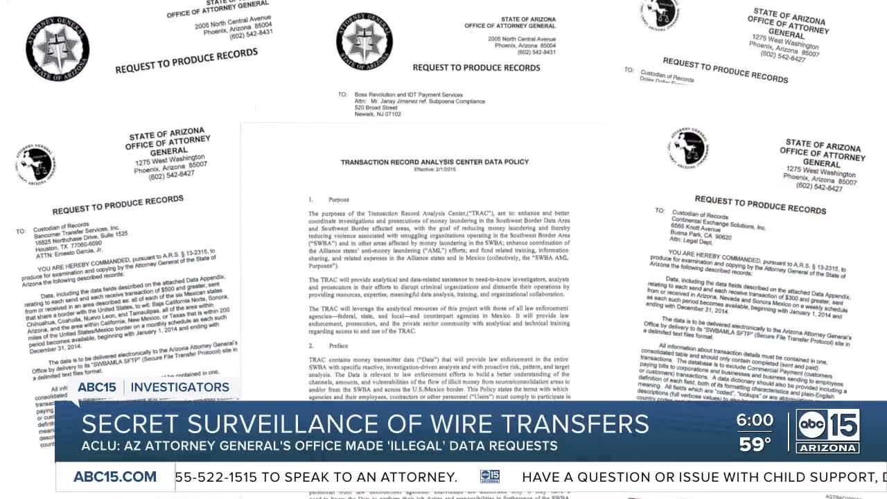 ACLU: AZ Attorney General's office made 'illegal' data requests