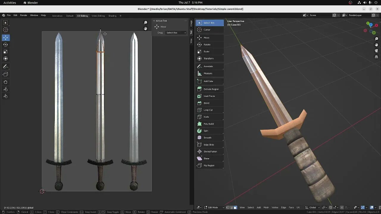 Lets apply some textures to our simple sword