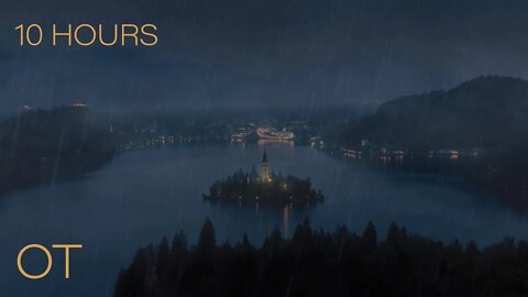 Stormy Night on Lake Bled | Steady Rain & Thunder | Relax | Study | Sleep | 10 HOURS Ambience