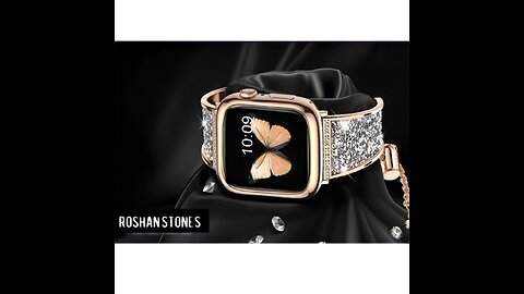 Diamond Bling Rhinestones Cuff Bracelet Stainless Steel Strap for Apple Watch Series 8,7,6,5,4,3,2,1