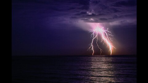 lightning strikes the sea