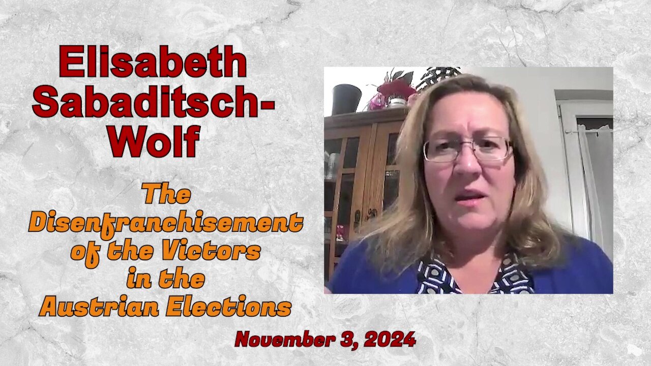 Elisabeth Sabaditch-Wolf: The Disenfranchisement of the Victors in the Austrian Elections