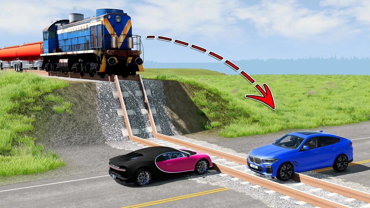 Cars vs Train Tracks vs Trains ▶️ BeamNG Drive