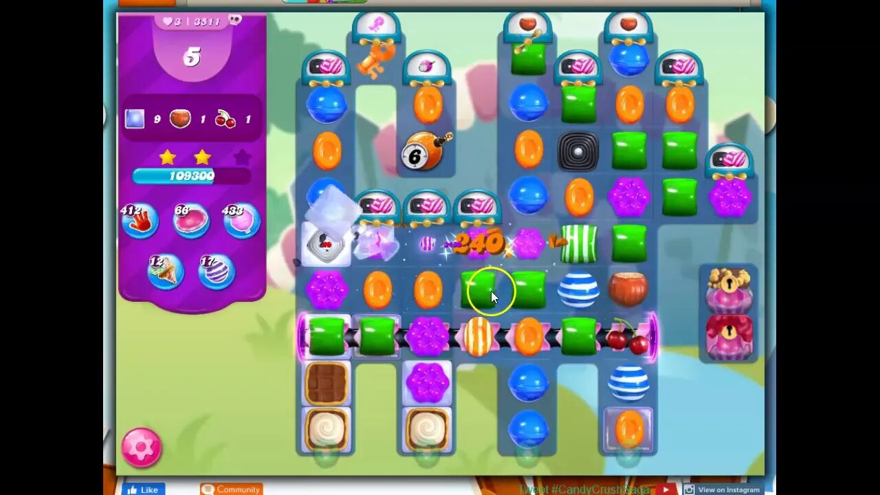 Candy Crush Level 3511 Talkthrough, 17 Moves 0 Boosters