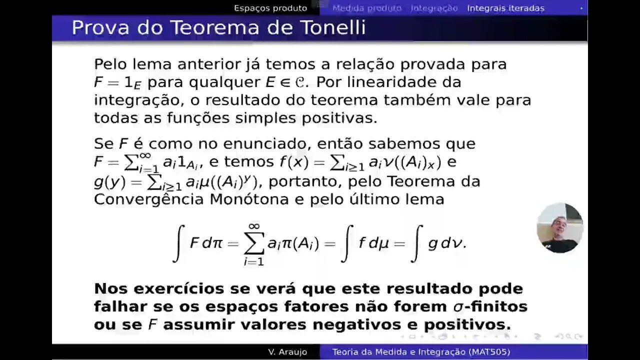 Medida e Integração: Integrais iteradas: Teoremas de Tonelli e Fubini