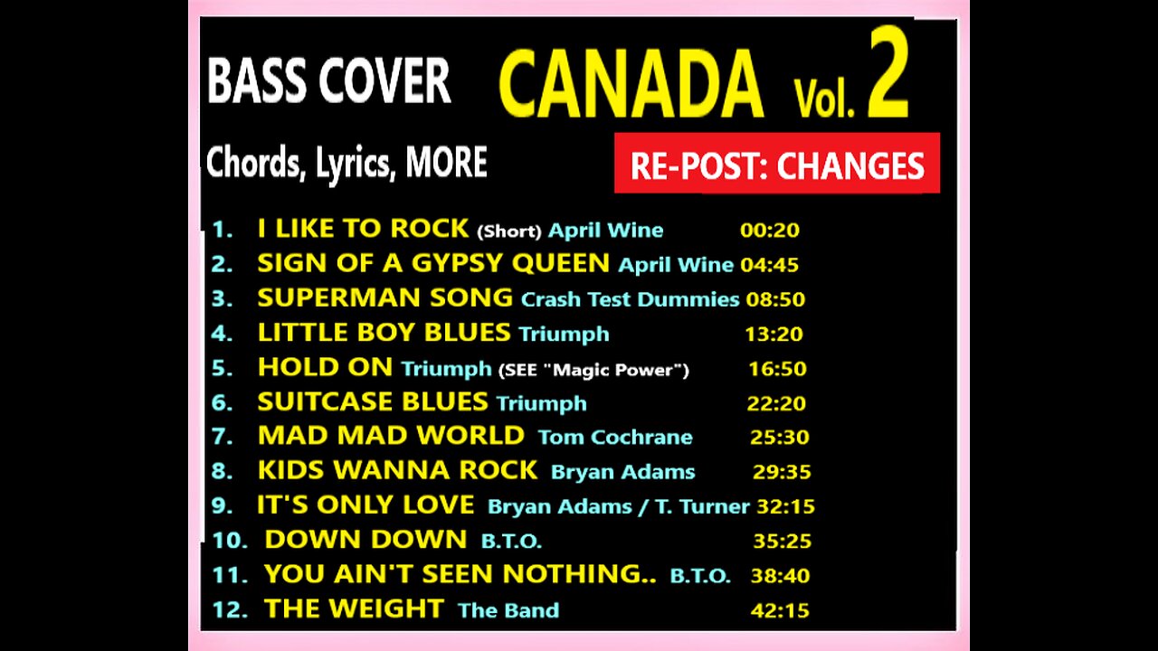 Bass cover CANADA Vol. 2 (Final) __ Chords, Lyrics, MORE