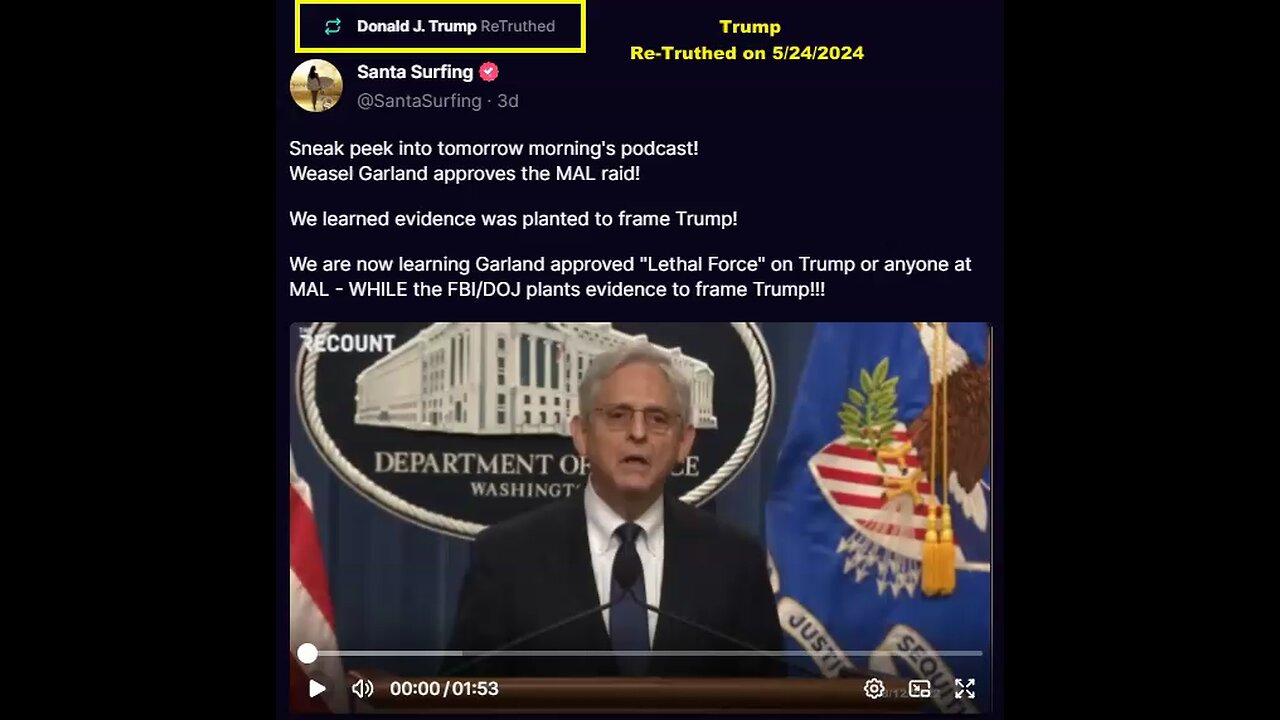 President @realdonaldtrump Retruthed this!🔥🔥 - Garland approved Mar-a-lago search Warrant -