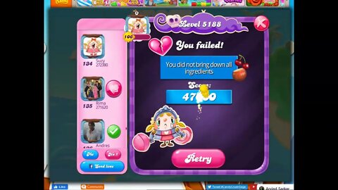 Candy Crush Level 5188 Talkthrough, 21 Moves 0 Boosters