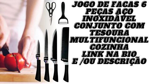 Jogo De Facas 6 Peças Aço Inoxidável Conjunto Com Tesoura Multifuncional Cozinha