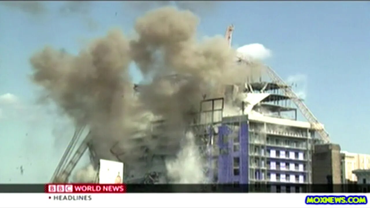 Explosions Used To Take Down Two Construction Cranes At Hard Rock Hotel In New Orleans Louisiana