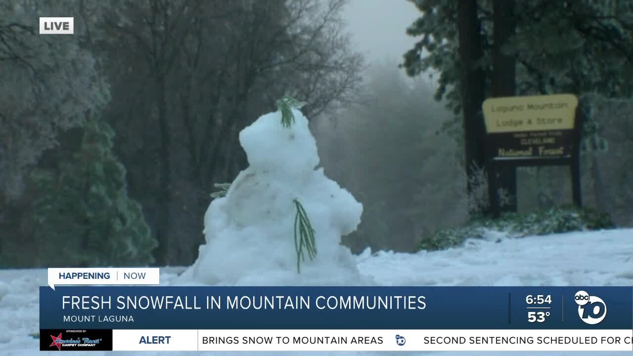 Fresh snowfall in San Diego's mountain communities