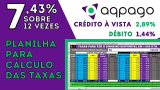 PLANILHA PARA A AQPAGO 7,43% SOBRE 12 VEZES PARA VOCÊ CALCULAR AS TAXAS!