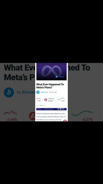 What Ever Happened To Meta’s Plans? #cryptomash #ytshorts #cryptonews #viralvideo2022