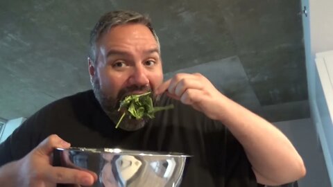 Jay angrily makes a salad