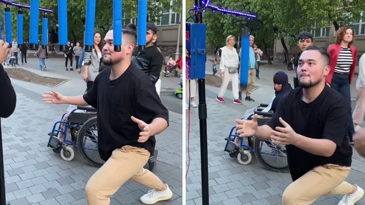 Dude has incredible focus during intense catching game