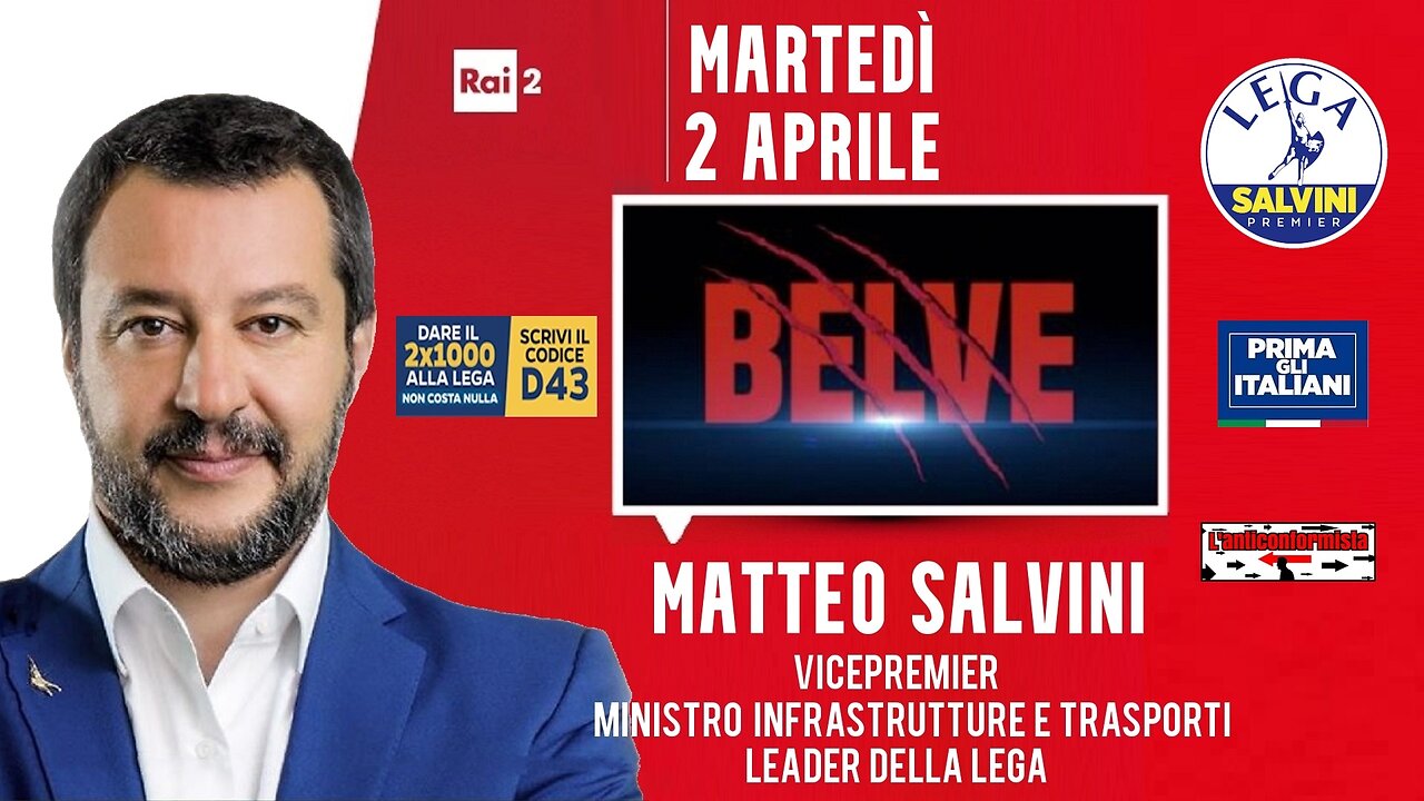 🔴 Ministro Matteo Salvini ospite nella trasmissione "Belve" su Rai2 (02/04/2024)