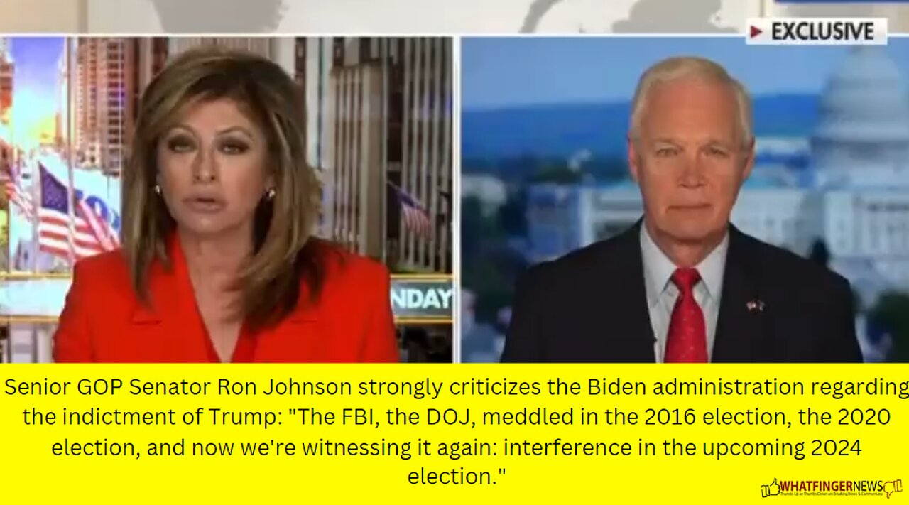 Senior GOP Senator Ron Johnson strongly criticizes the Biden administration regarding the indictment