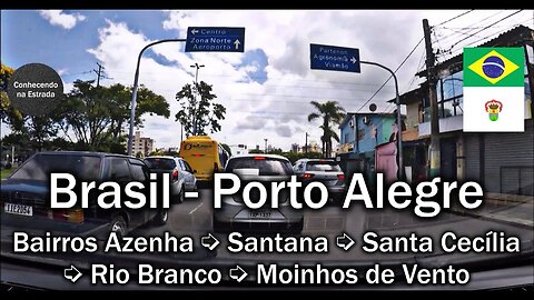 🚗 ⛅️ Dirigindo em Porto Alegre bairros Azenha➡️Santana➡️Santa Cecilia➡️Rio Branco➡️Moinhos de Vento