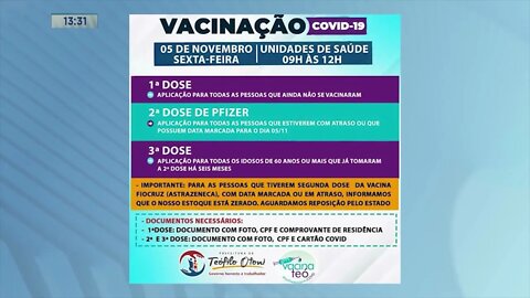 Vacinação contra Covid-19 segue nesta sexta-feira no Nordeste Mineiro