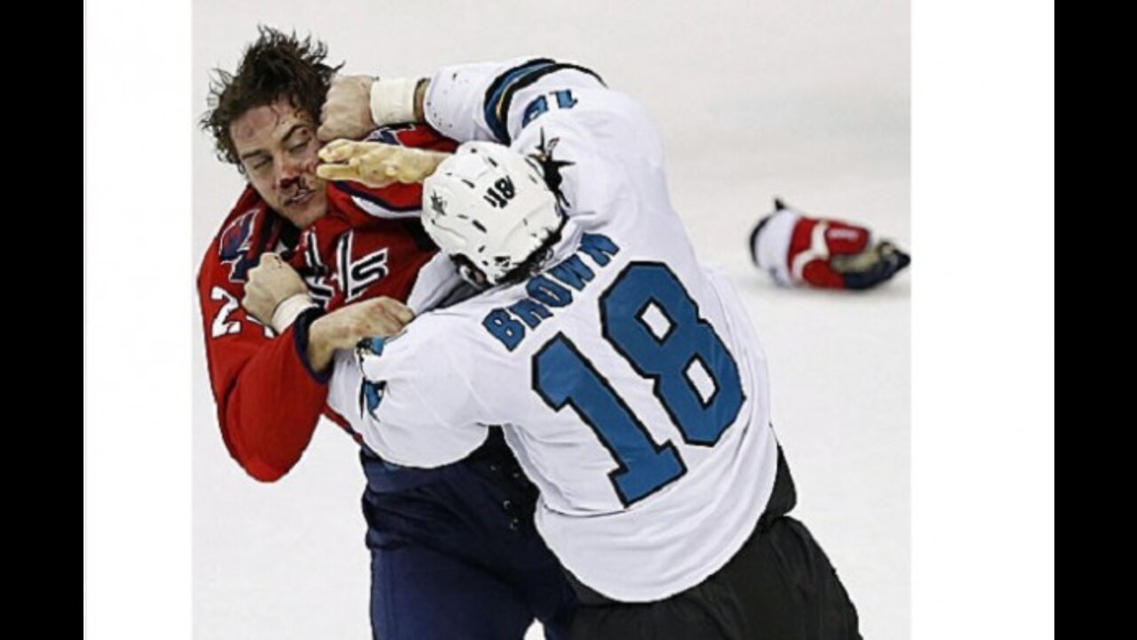 Caps and Sharks players fight after the game ends, a breakdown
