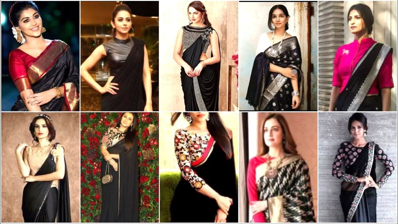 Style your blouse with black saree! Match your blouse with b