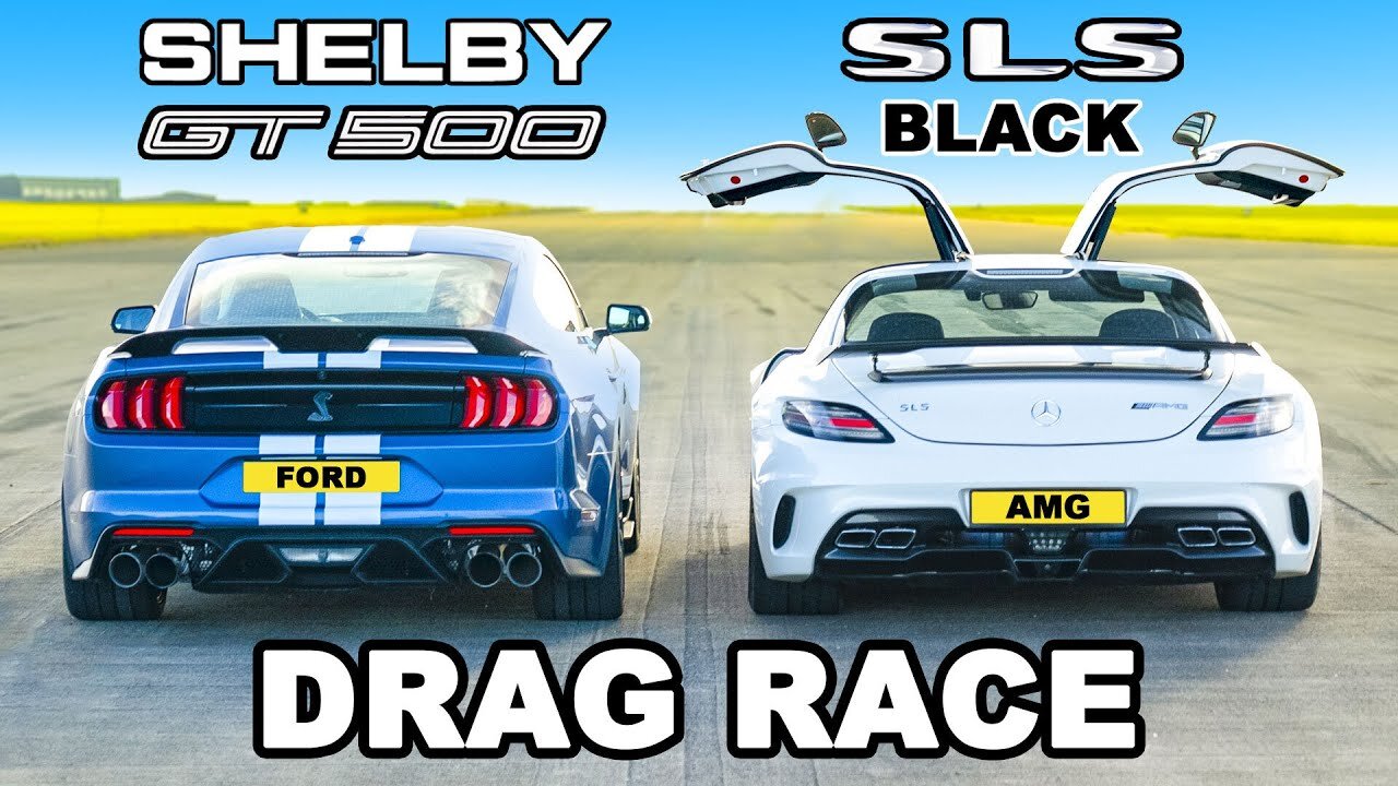 AMG SLS Black Series v Mustang Shelby GT500: DRAG RACE