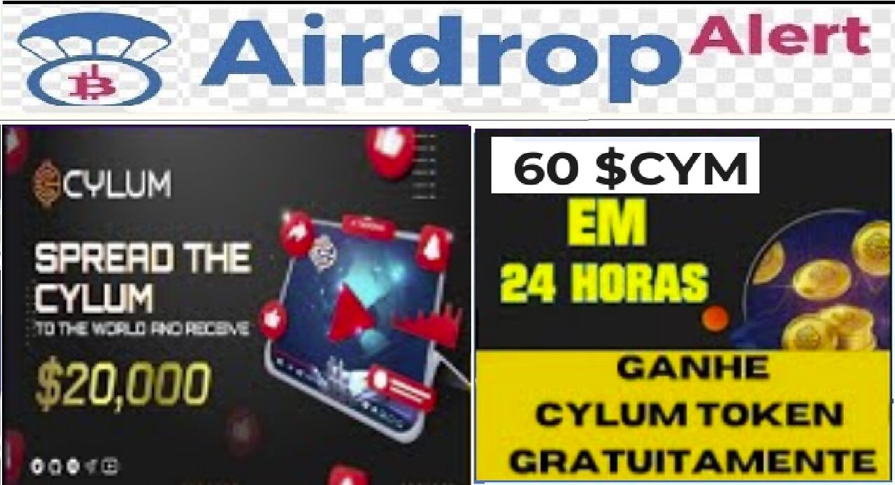 Aidrop CYLUM - CORRA Está acabando! | Receba 60 token CYM Grátis | Paga em 24Hrs | Já listado