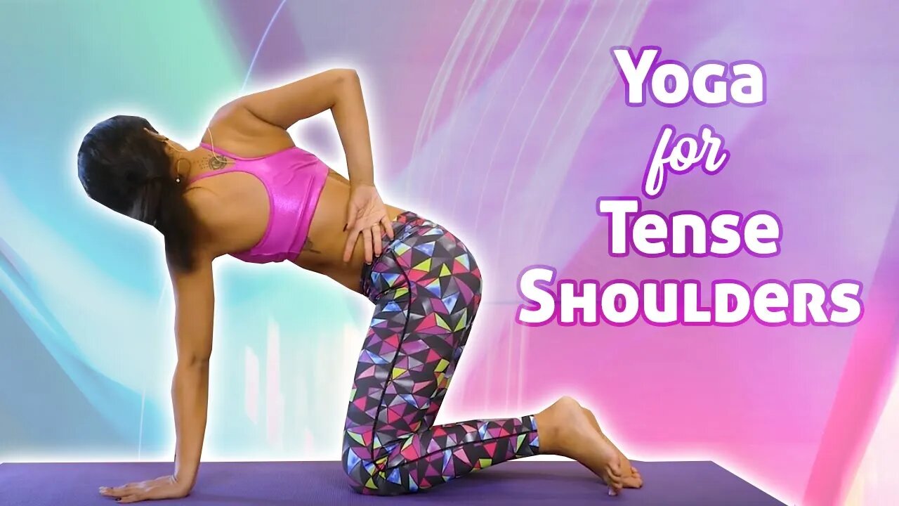 10 Minute Yoga Stretches for Tense Shoulders, Forward Shoulder Posture, Pain Relief - with Sheena