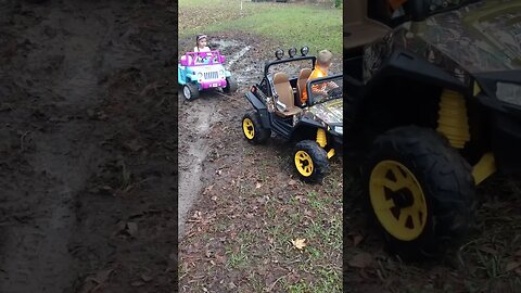 Brother Tows His Sister Out Of The Mud