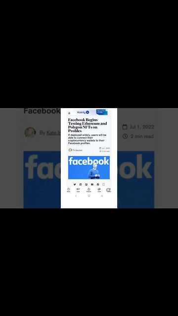 Facebook Begins Testing Ethereum and Polygon NFTs on Profiles #cryptomash #ytshorts #cryptonews