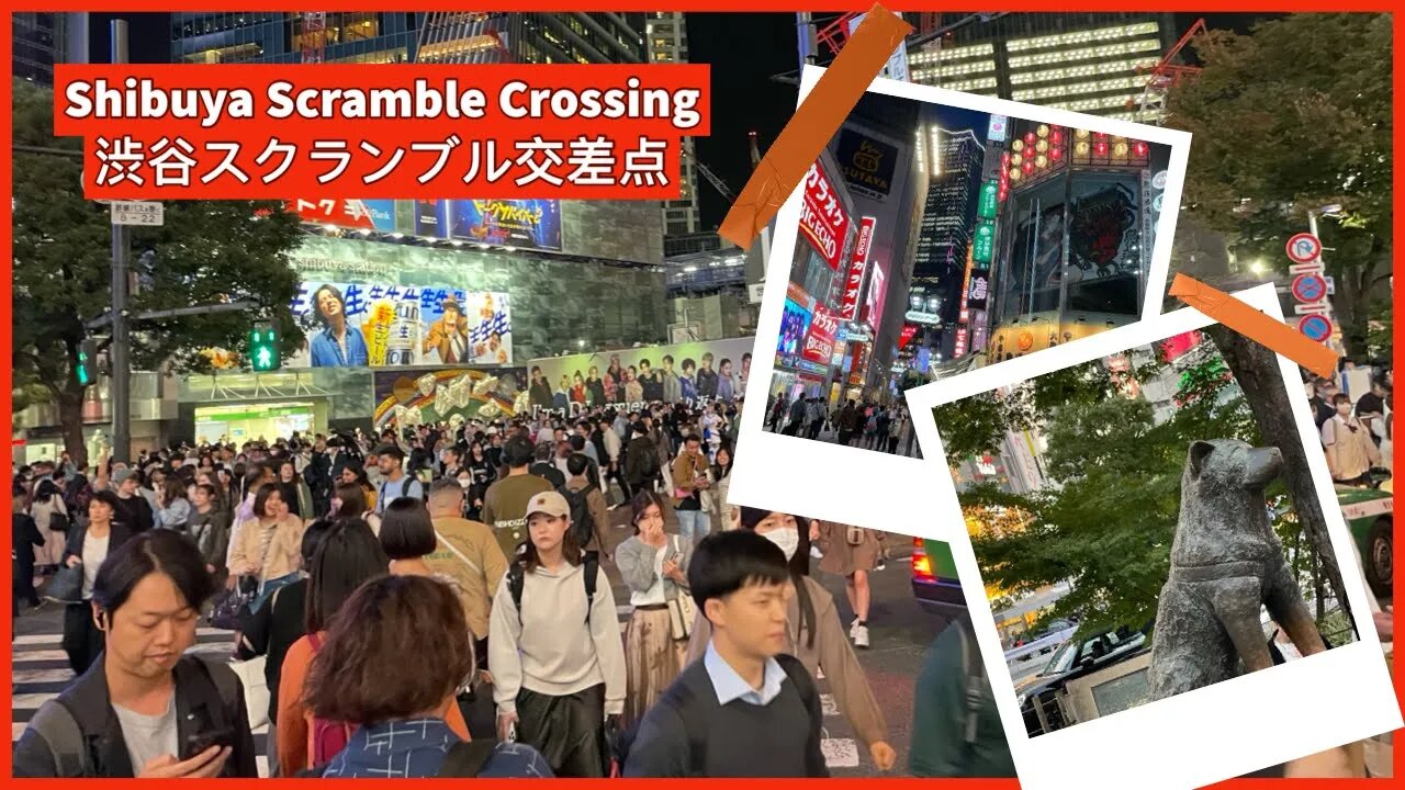 Shibuya Scramble Crossing 渋谷スクランブル交差点 - Busiest in the World - Tokyo Japan