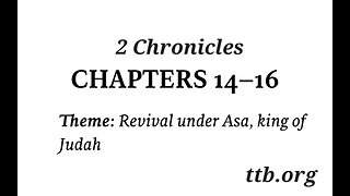 2 Chronicles Chapter 14-16 (Bible Study)